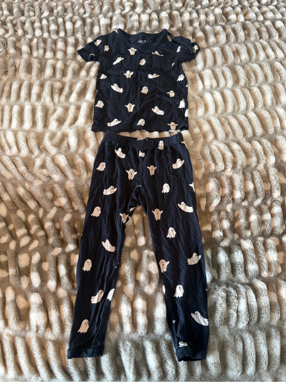 Kyte BABY black and White Ghost Print Kids Pajama Set